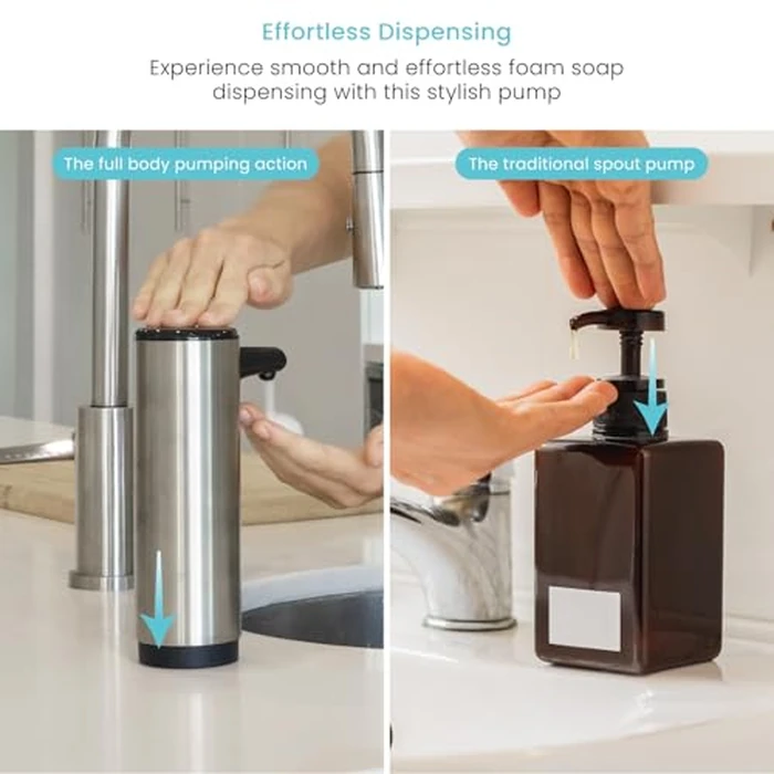 Home Zone Living Foaming Hand Soap Dispenser with Stainless Steel Outer Cover, Refillable Pump for Kitchen and Bathroom Sinks by Home Zone Living - Image 3