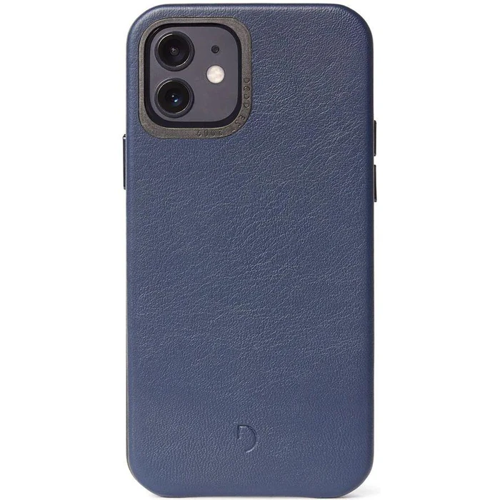 Decoded Leather Back Cover Phone Case for iPhone 12 mini - Navy by Decoded - Image 1