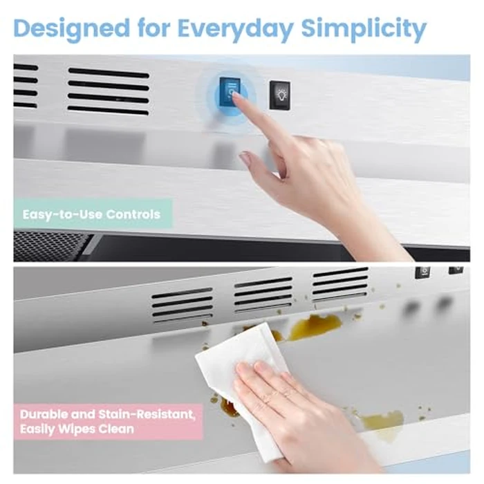 COMFEE' CVU30W2AST Range Hood 30 Inch Ducted Ductless Vent Hood Durable Stainless Steel Kitchen Hood for Under Cabinet with 2 Reusable Filter, 200 CFM, 2 Speed Exhaust Fan Silver by COMFEE' - Image 5