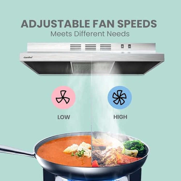 COMFEE' CVU30W2AST Range Hood 30 Inch Ducted Ductless Vent Hood Durable Stainless Steel Kitchen Hood for Under Cabinet with 2 Reusable Filter, 200 CFM, 2 Speed Exhaust Fan Silver by COMFEE' - Image 9