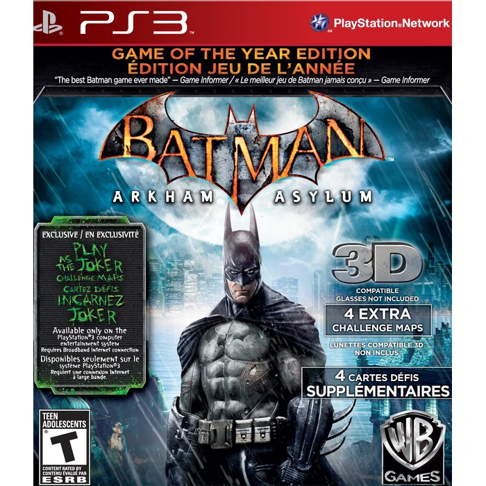 Batman Arkham Asylum: Game Of The Year - PlayStation 3 Game of the Year Edition by Warner Bros. - Used - Like New condition - CA$10.00