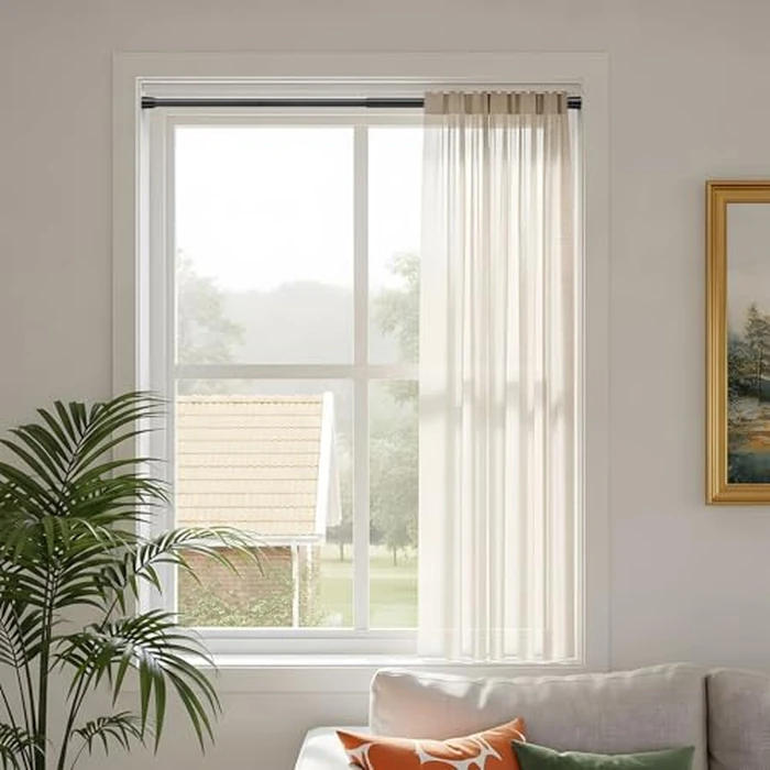 2 Pack Tension Rods Spring Tension Curtain Rod, 26 to 39 Inch Adjustable Black Tension Rod, Small Curtain Rods Spring Loaded Curtains Tension Rods for Window, Bathroom, Cupboard, Kitchen, Home by AIZESI - Image 4