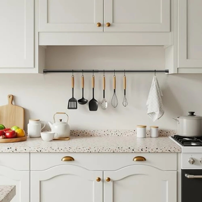 2 Pack Tension Rods Spring Tension Curtain Rod, 26 to 39 Inch Adjustable Black Tension Rod, Small Curtain Rods Spring Loaded Curtains Tension Rods for Window, Bathroom, Cupboard, Kitchen, Home by AIZESI - Image 5