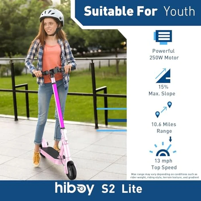 Hiboy Electric Scooter, 350W Peak Motor, 13 MPH, 10.6 Mile Range, Foldable, Lightweight, UL 2272 Certified, Dual Braking System, E-Scooter for Teens, Commuting, and Campus Use by Hiboy - Image 2