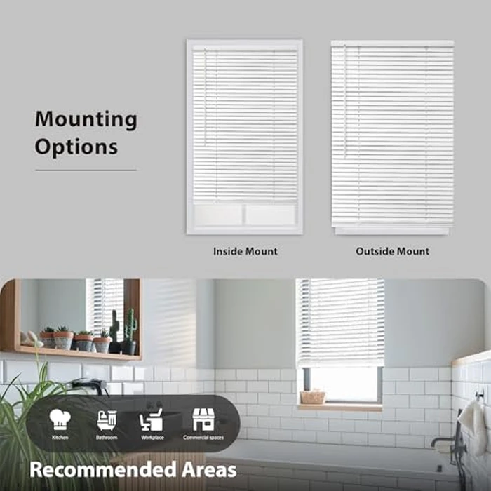 DEZ FURNISHINGS Cordless 1" Signature Mini Blind with Flexible Slats, 29" W x 64" H, Pearl White by DEZ Furnishings - Image 4