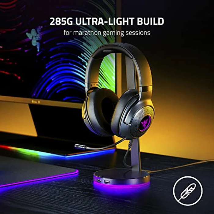 Razer Kraken V3 X Wired USB Gaming Headset: 285g Lightweight Build - Triforce 40mm Drivers - HyperClear Cardioid Mic - 7.1 Surround Sound - Chroma RGB Lighting - Black by Razer - Image 2