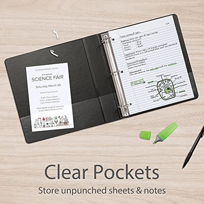 Oxford 3 Ring Binders, Binders for School and Office, 2 Inch ONE-Touch Easy Open D Rings, 3-Sided View Binder Covers, Xtralife Hinge, Non-Stick, PVC-Free, Black, 530-Sheet Capacity, 4 Pack (79911) by Oxford - Image 4