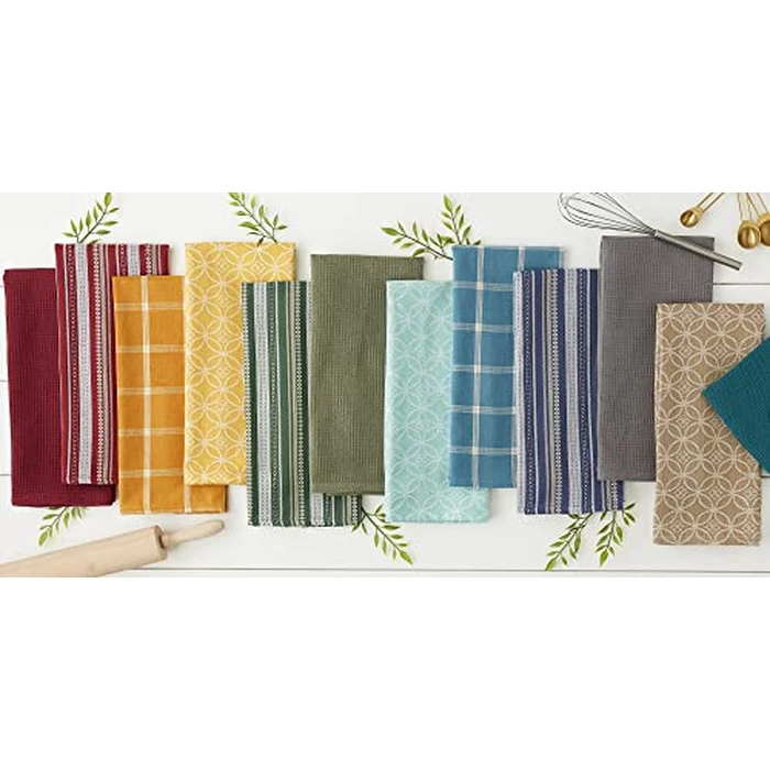 DII Assorted Woven Kitchen Set, Dishtowel, 18x28, Dishcloth, 13x13, Dark Green, 5 Piece by DII - Image 5