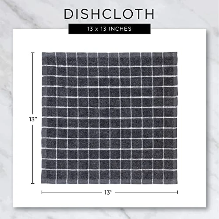 DII Assorted Woven Kitchen Set, Dishtowel, 18x28, Dishcloth, 13x13, Dark Green, 5 Piece by DII - Image 8