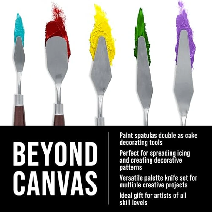 U.S. Art Supply 5-Piece Stainless Steel Palette Knife Set for Acrylic Painting - Paint Spatula Tools for Oil, Canvas Art - Painting Knives for Mixing, Texturing - Pallet Knives for Art & Cake by U.S. Art Supply - Image 5