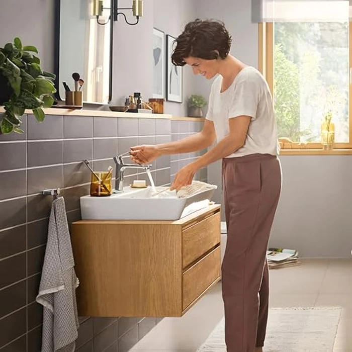 hansgrohe Rebris E 1 Hole, Single Handle, Bathroom Sink Faucet for Vanity with Pop-Up Drain Assembly, 1.2 GPM, Chrome, 72557001 by hansgrohe - Image 2