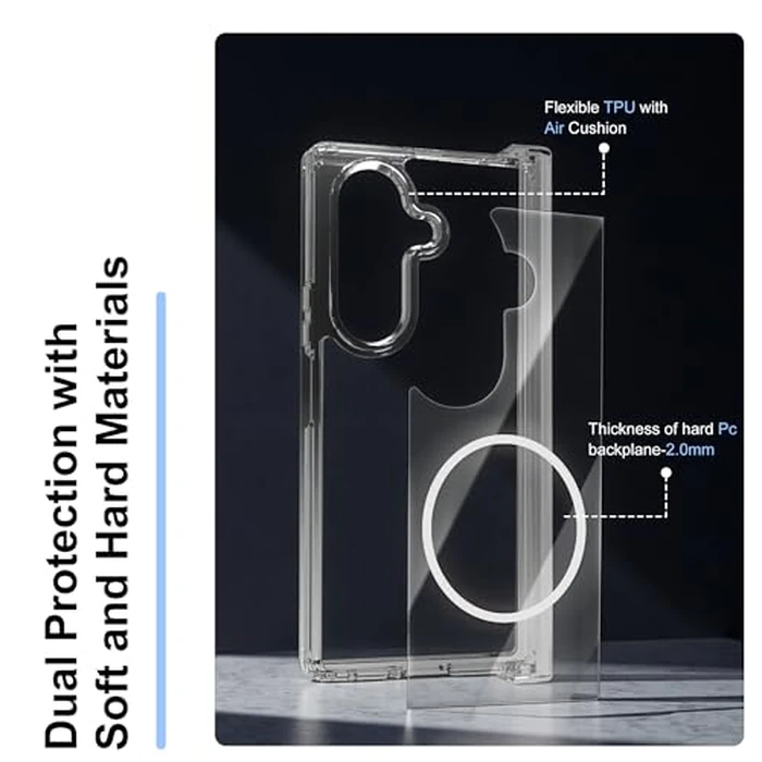 WILLONE for Samsung Galaxy Z Fold 7 Case Magnetic Clear, Hinge Protection, Shockproof, Compatible with Wireless Charging, Transparent by WILLONE - Image 5