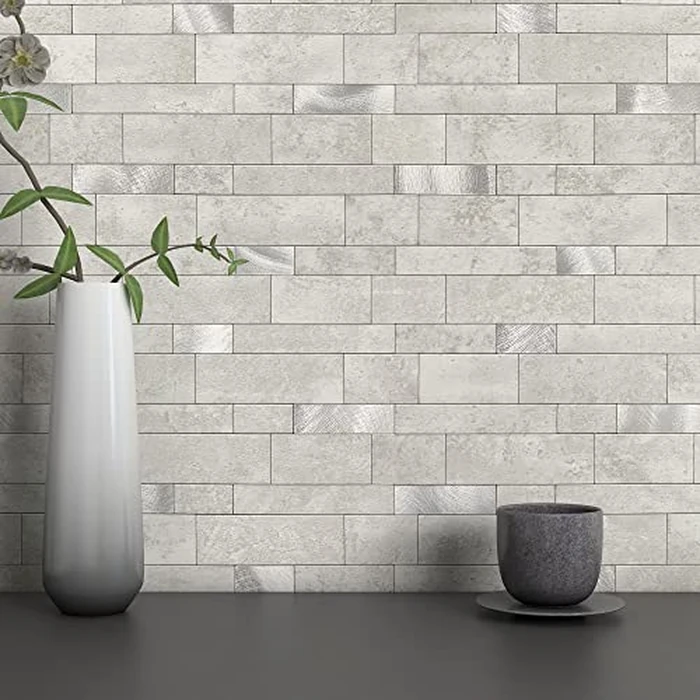 M MOFIT Backsplash Tile for Kitchen Peel and Stick Stone Matte Finish,Bathroom Tiles Stickers 3D Wall Panel Linear Mosaic Marble Backsplash Waterproof(10sheets,Cement Grey) by M MOFIT - Used - Very Good condition - CA$46.34