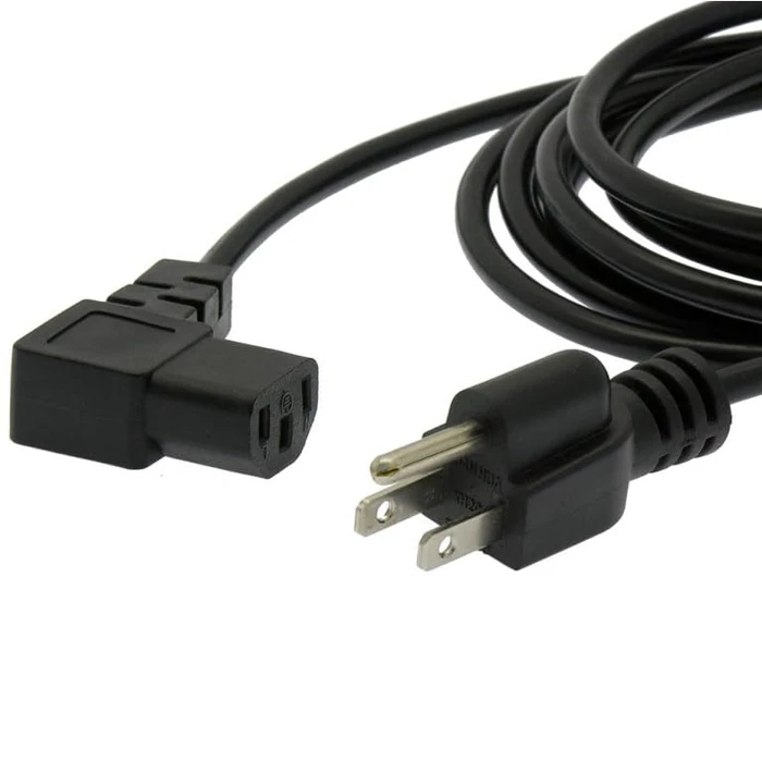 3 Feet Computer Power Cord 5-15P to C-13 Right Angle Black/SVT 18/3 (2 Pack) by ACCL - Used - Like New condition - CA$13.69