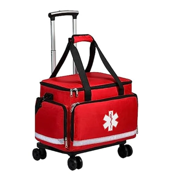 Gatycallaty Medical Bag Rolling Bag Trolley Duffel Nurses Emt Cna RN Empty for First Aid Responder Home Health Care Nursing Roll Duffle Bag Carry with Wheels Work Physicians Doctor (Red) by Gatycallaty - Used - Very Good condition - US$44.48