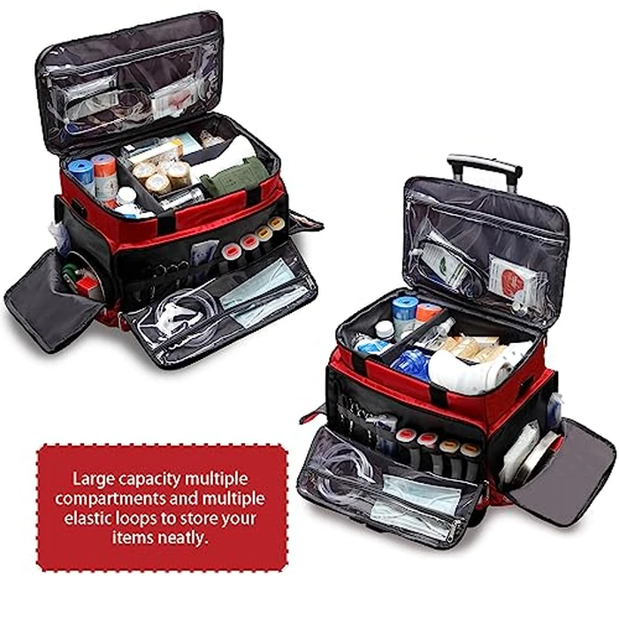 Gatycallaty Medical Bag Rolling Bag Trolley Duffel Nurses Emt Cna RN Empty for First Aid Responder Home Health Care Nursing Roll Duffle Bag Carry with Wheels Work Physicians Doctor (Red) by Gatycallaty - Image 5