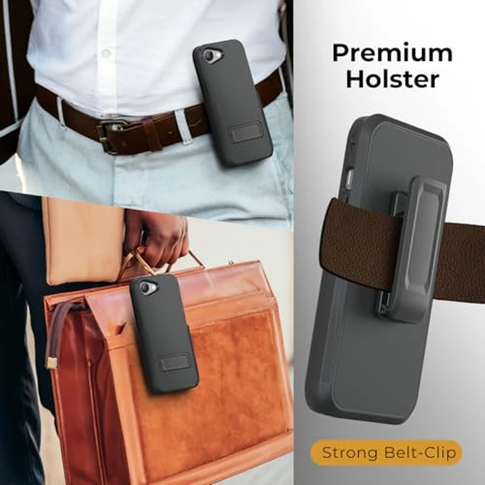 MOTIVE Designed for iPhone 16e Case with Belt Clip, Shell Holster Combo for Apple iPhone 16 E, Slim Rugged Case with Holster, Compatible with MagSafe, Protective Cover & Kickstand 6.1" | Black - 2025 by MOTIVE - Image 2