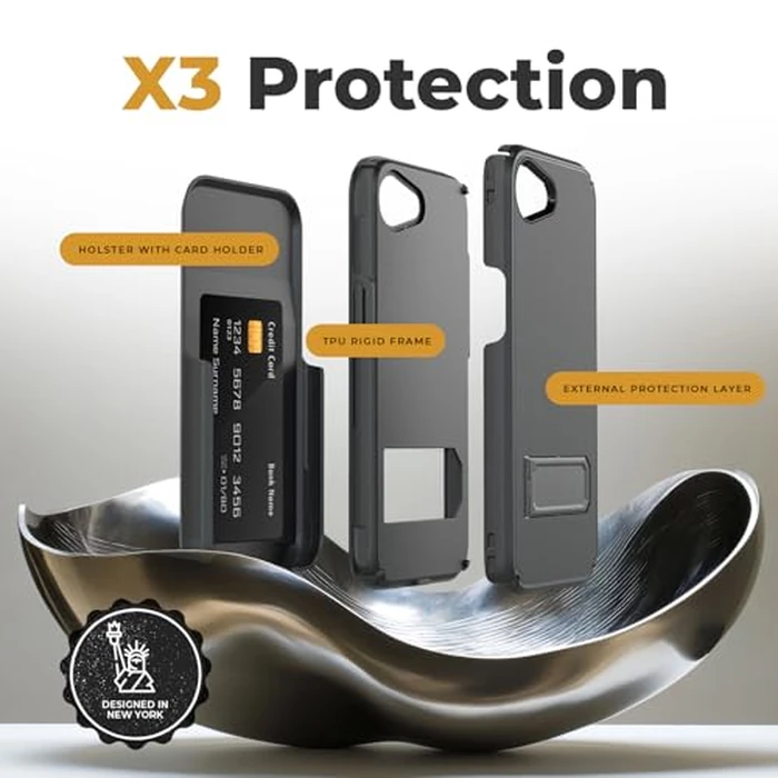 MOTIVE Designed for iPhone 16e Case with Belt Clip, Shell Holster Combo for Apple iPhone 16 E, Slim Rugged Case with Holster, Compatible with MagSafe, Protective Cover & Kickstand 6.1" | Black - 2025 by MOTIVE - Image 3