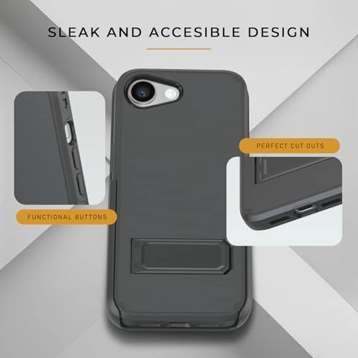 MOTIVE Designed for iPhone 16e Case with Belt Clip, Shell Holster Combo for Apple iPhone 16 E, Slim Rugged Case with Holster, Compatible with MagSafe, Protective Cover & Kickstand 6.1" | Black - 2025 by MOTIVE - Image 6
