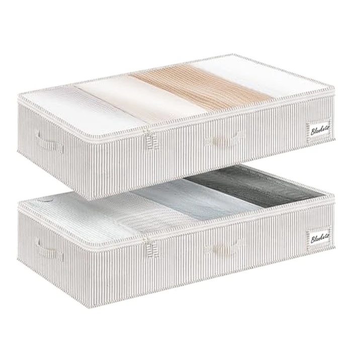 StorageWorks Large Under Bed Storage Containers with Handles and Label Holder, 2 Pack Ultra-thick Fabric Underbed Bins, Closet Organizer for Clothes, Blankets, Sweater by StorageWorks - Used - Like New condition