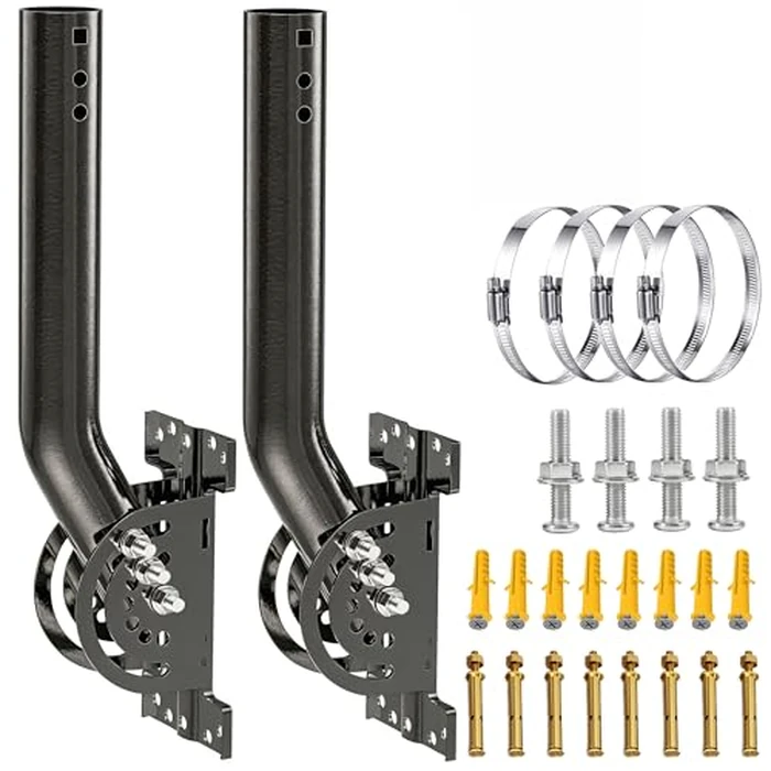 Heavy Duty Antenna Mount, 2-Pack 13 in Three-Screw Locking Pivot J-Pole for Wall, Eave or Roof, 1.38 in OD, Expandable Mast for TV Antenna, Access Point, Weather Station or Starlink Setups by eoqo - Image 1