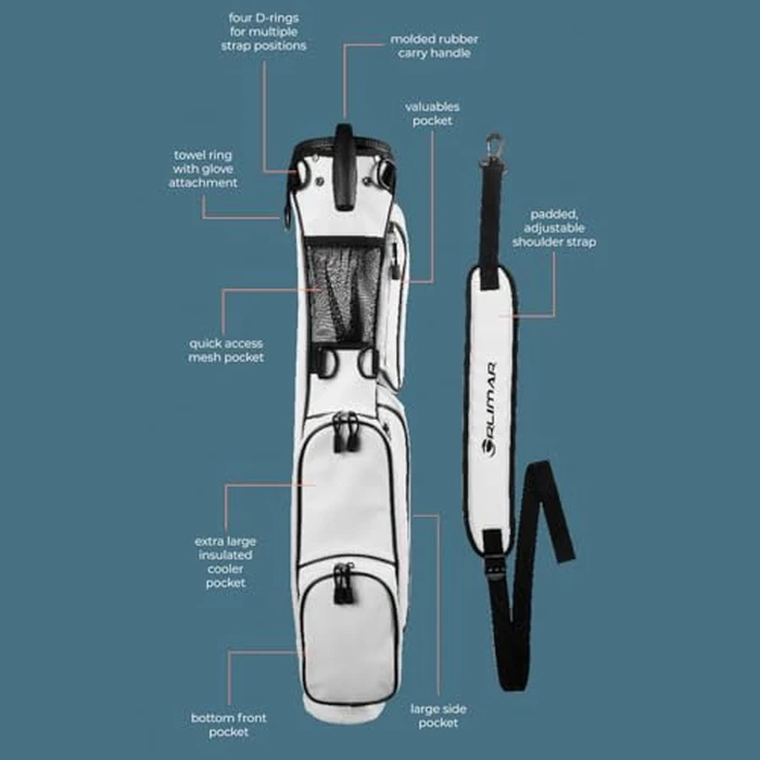 Orlimar Pitch 'N Putt Elite Synthetic Leather Sunday Golf Bag with Stand for Men & Women, Gray/White, Small Lightweight Par 3, Driving Range Golf Bag for a Few Clubs Carry Handle Rain Hood Cover by Orlimar - Image 3