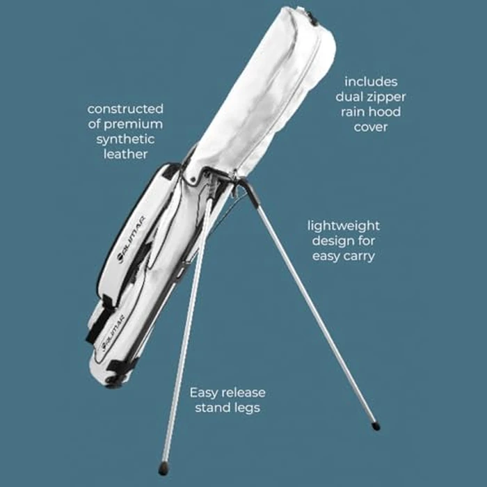 Orlimar Pitch 'N Putt Elite Synthetic Leather Sunday Golf Bag with Stand for Men & Women, Gray/White, Small Lightweight Par 3, Driving Range Golf Bag for a Few Clubs Carry Handle Rain Hood Cover by Orlimar - Image 4