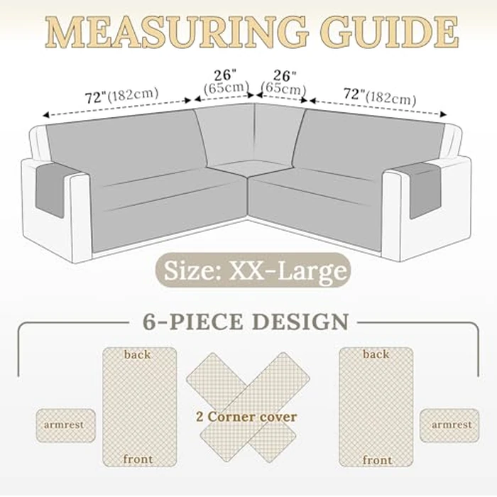 HDCAXKJ Waterproof Corner Sectional Couch Cover Velvet L Shape Sofa Covers for Pets Dogs Soft Heavy Duty U Shaped Sofa Slipcovers Sets for Sectional Non Slip Furniture Protector (Dark Gray, XX-Large) by HDCAXKJ - Image 6