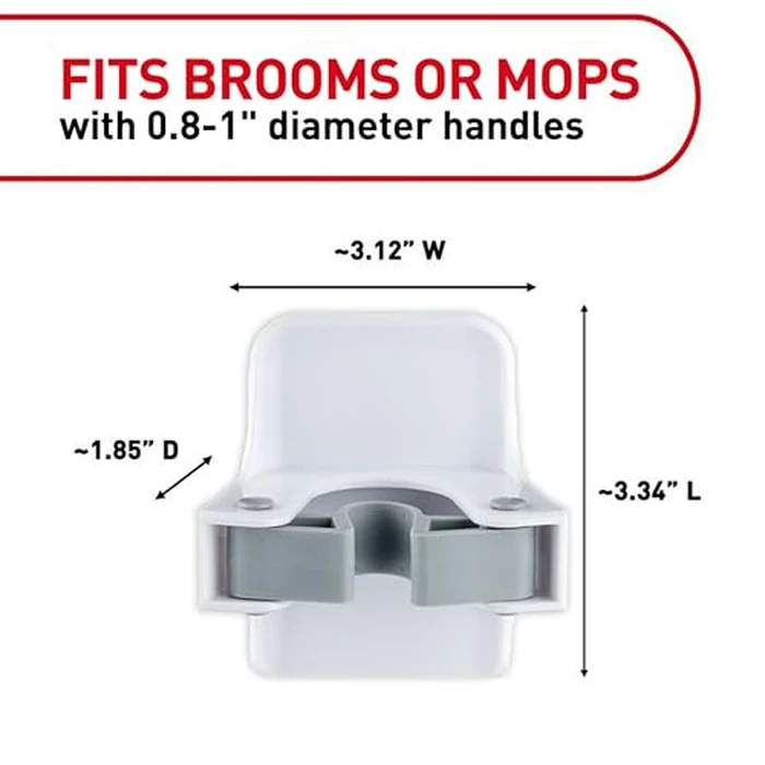 Command Broom Grippers, 2 Hangers and 4 Strips, Damage-Free Mop and Broom Holder Wall Mount, Household Cleaning Tool Organizer for Kitchen, Laundry Room, Closet, Holds up to 4 lb by Command - Image 2