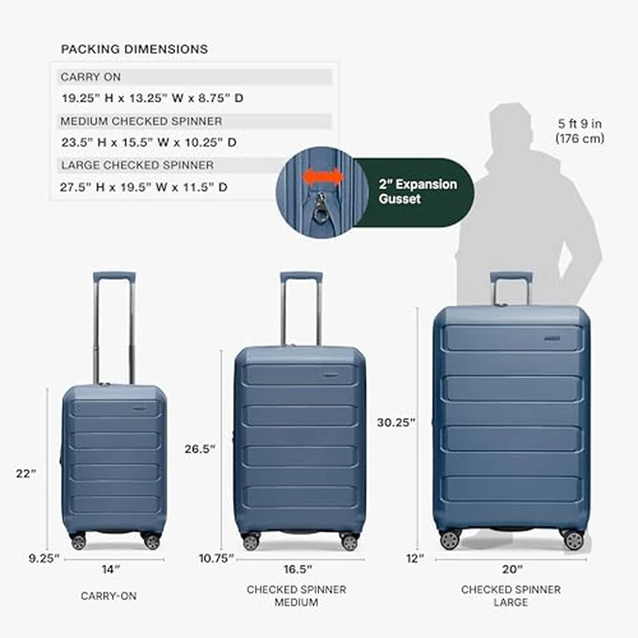 Traveler's Choice Pagosa Indestructible Hardshell Expandable Spinner Luggage, Slate Blue, 26-Inch Medium, Traveler's Choice Pagosa Indestructible Hardshell Expandable Spinner Luggage by Traveler's Choice - Image 3
