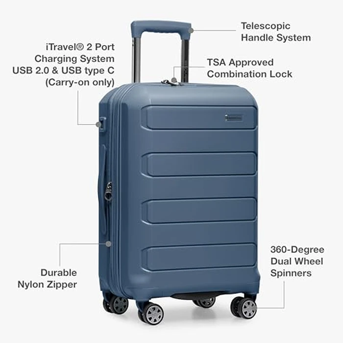 Traveler's Choice Pagosa Indestructible Hardshell Expandable Spinner Luggage, Slate Blue, 26-Inch Medium, Traveler's Choice Pagosa Indestructible Hardshell Expandable Spinner Luggage by Traveler's Choice - Image 5