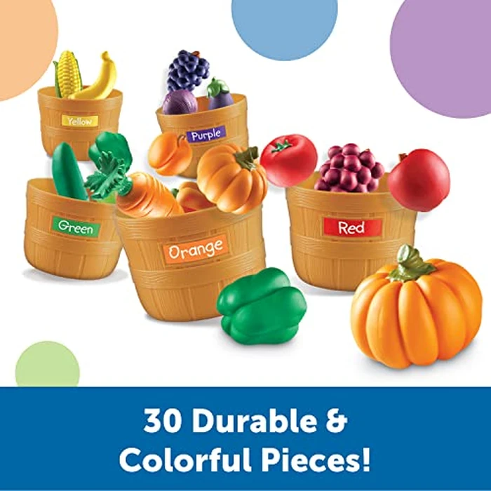 Learning Resources Farmer's Market Color Sorting Set - Play Food for Kids, Toddler Stacking Toys, Grocery and Kitchen Play Toys , Montessori, Fine Motor Skills , Gifts for Boys And Girls by Learning Resources - Image 2