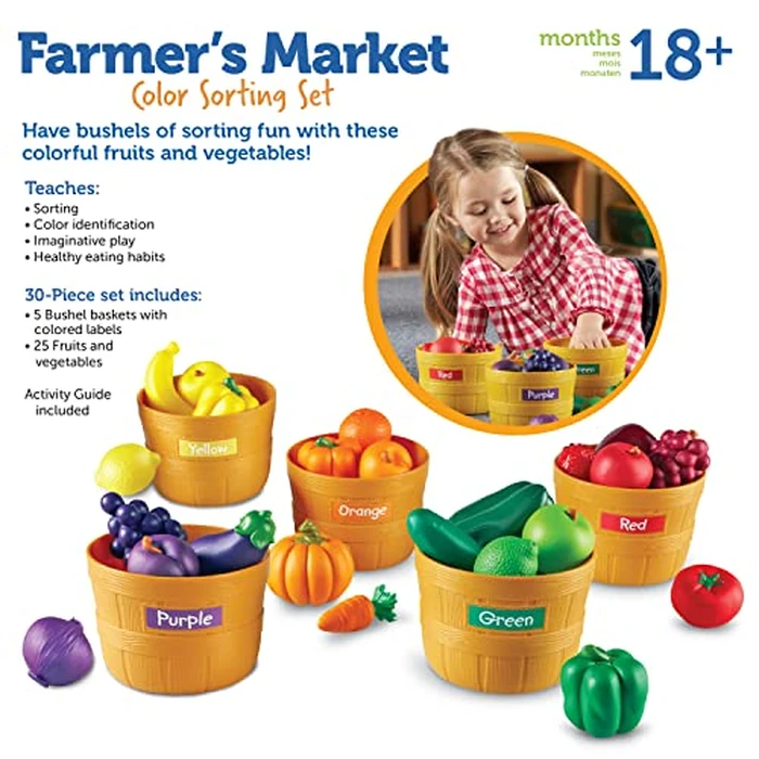 Learning Resources Farmer's Market Color Sorting Set - Play Food for Kids, Toddler Stacking Toys, Grocery and Kitchen Play Toys , Montessori, Fine Motor Skills , Gifts for Boys And Girls by Learning Resources - Image 7