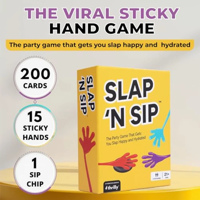 Slap N Sip A Hilarious Drinking Game with Sticky Hands, 200 Cards & A Sip Chip, Fast-Paced Adult Party Game for Game Nights, Funny Gift for Adults Ages 21+ by Slap N Sip - Image 5
