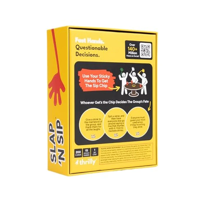 Slap N Sip A Hilarious Drinking Game with Sticky Hands, 200 Cards & A Sip Chip, Fast-Paced Adult Party Game for Game Nights, Funny Gift for Adults Ages 21+ by Slap N Sip - Image 7
