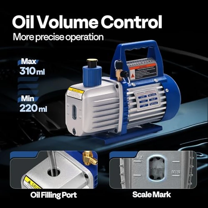 VIVOHOME Upgraded 4CFM 1/3 HP 1-Stage HVAC Vacuum Pump and 4 Way AC Manifold Gauge Set with Leak Detector, 5ft Hoses & Accessories for R134a R12 R22 R502 R410a Automotive Air Conditioner Maintenance by VIVOHOME - Image 5