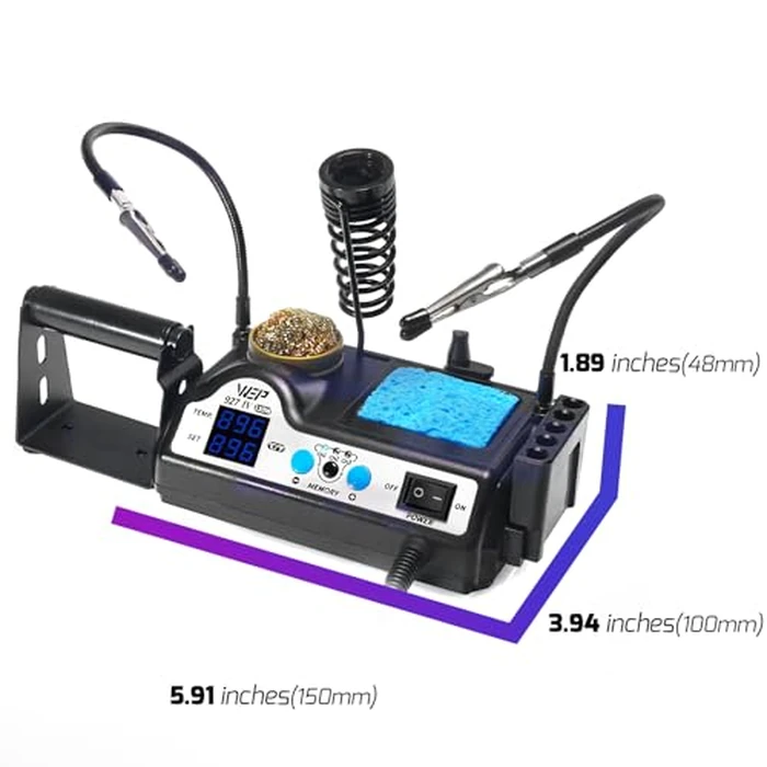 WEP 927-IV Soldering Station Kit High-Power 110W with 3 Preset Channels, Sleep Mode, LED Magnifier, 5 Extra Iron Tips, Tip Cleaner, 2 Helping Hands, Tip Storage Slots, Lead-free Solder Wire, Tweezers by WEP - Image 3