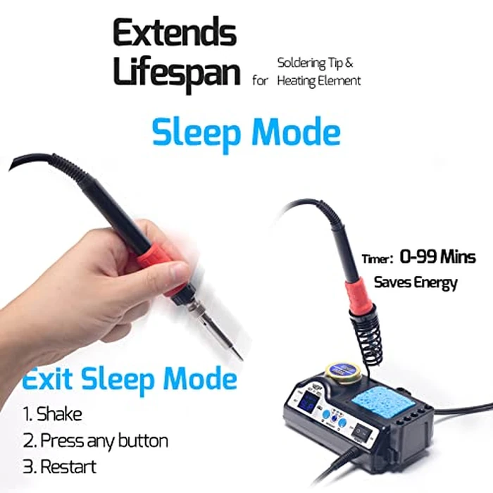 WEP 927-IV Soldering Station Kit High-Power 110W with 3 Preset Channels, Sleep Mode, LED Magnifier, 5 Extra Iron Tips, Tip Cleaner, 2 Helping Hands, Tip Storage Slots, Lead-free Solder Wire, Tweezers by WEP - Image 7