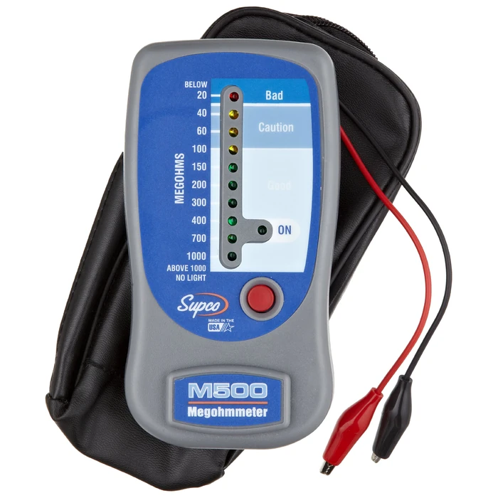 Supco M500 Insulation Tester/Electronic Megohmmeter with Soft Carrying Case, 0 to 1000 megohms Black by Supco - Used - Like New condition