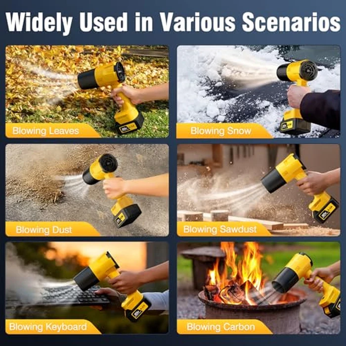 Leaf Blower Cordless, Handheld Leaf Blower with 2 X 4.0Ah Battery and Charger, Snow Blower with 6 Speed Modes, Lightweight Blowers for Lawn Care, Patio, Yard, Blowing Snow, Leaves, Dust-Yellow by YOOVL - Image 5