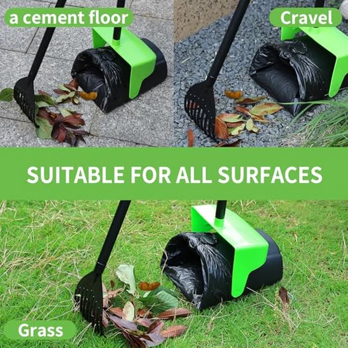 ienjoyed Pooper Scooper Large Swivel Bin & Rake with 160 Waste Bags,Heavy Duty Dog Pooper Scooper with Bag Attachment for Dogs, Long Handle Poop Scooper with Lid for Yard, Grass, Gravel(Green) by ienjoyed - Image 7