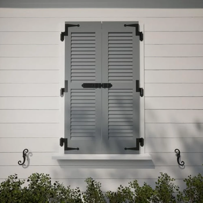 SteelTek L-Hinge with 1 1/2" Offset (Sold as Pair), 304 Stainless Steel, Powder Coated Black by Ekena Millwork - Image 9