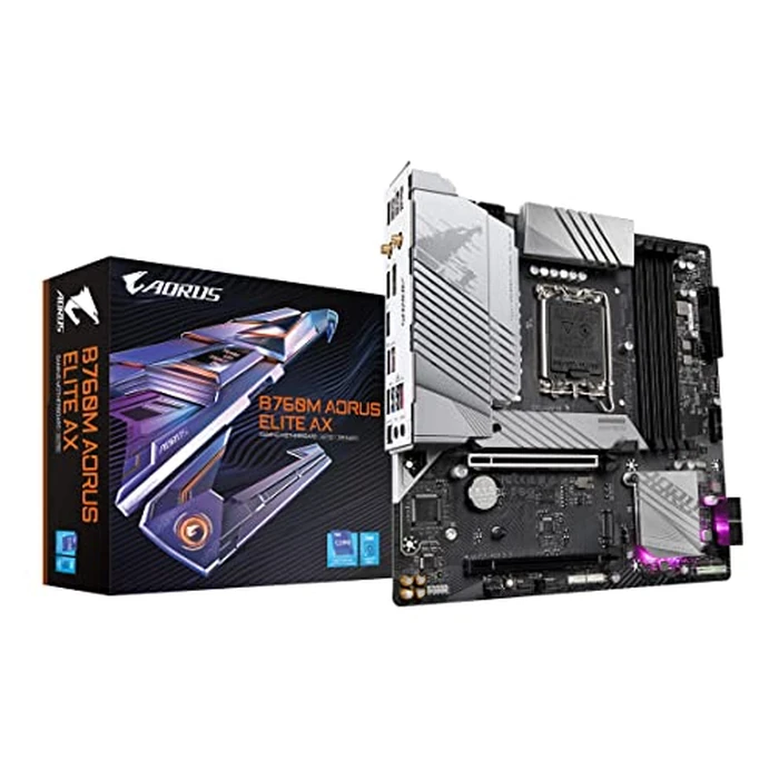 GIGABYTE B760M AORUS Elite AX (LGA 1700/ Intel/ B760/ M-ATX/ DDR5/ Dual M.2/ PCIe 4.0/ USB 3.2 Gen2X2 Type-C/Intel Wi-Fi 6E/ 2.5GbE LAN/Q-Flash Plus/PCIe EZ-Latch/Gaming Motherboard) by GIGABYTE - Image 1