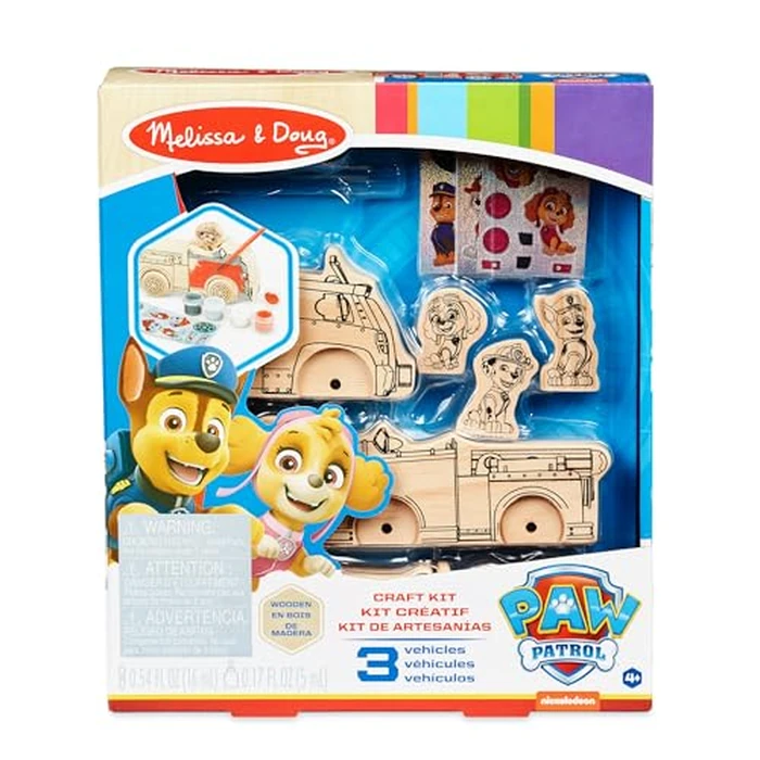 Melissa & Doug PAW Patrol Wooden Vehicles Craft Kit - 3 Decorate Your Own Vehicles, 3 Play Figures by Melissa & Doug - Used - Acceptable condition - CA$7.60