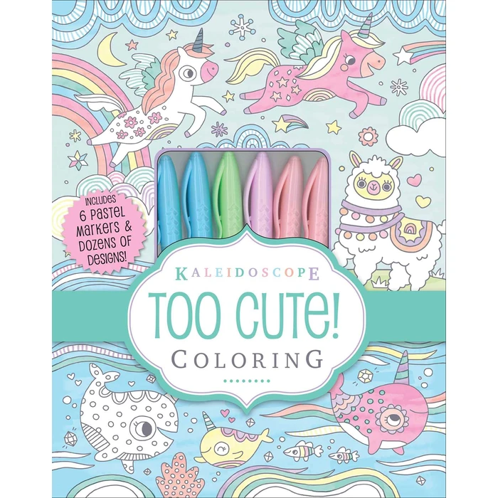 Kaleidoscope: Too Cute! Coloring: Includes 6 Pastel Markers and Dozens of Designs! by Silver Dolphin Books - Used - Like New condition - CA$13.26