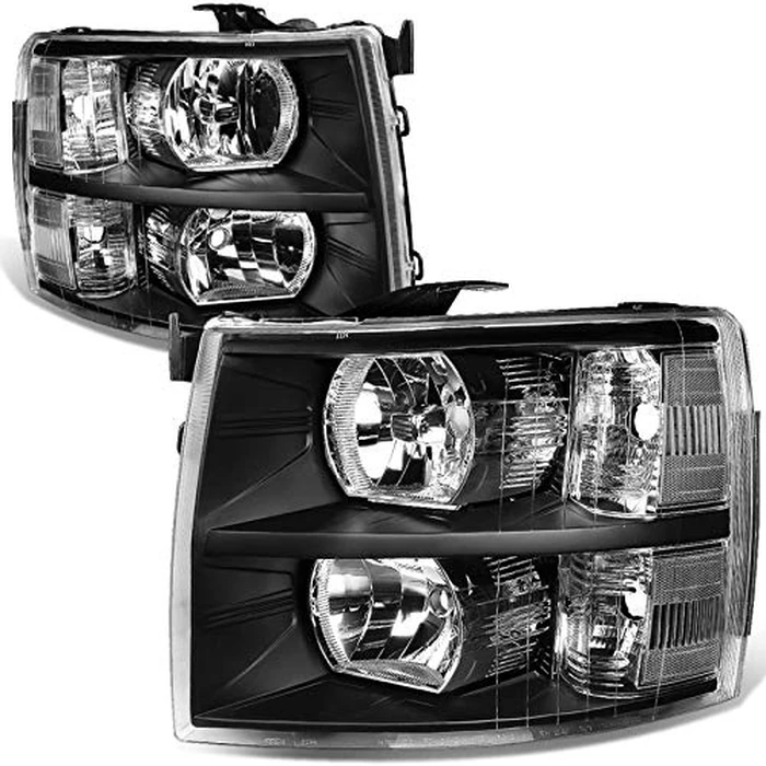 A&P Headlight Assembly Kit-Compatible with 2007-2014 Silverado 1500 2500 3500-Black Housing Clear Reflector Driver and Passenger Side by A&P - Used - Very Good condition