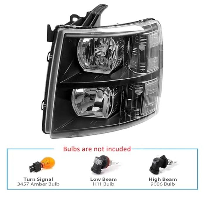 A&P Headlight Assembly Kit-Compatible with 2007-2014 Silverado 1500 2500 3500-Black Housing Clear Reflector Driver and Passenger Side by A&P - Image 5