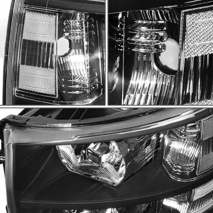 A&P Headlight Assembly Kit-Compatible with 2007-2014 Silverado 1500 2500 3500-Black Housing Clear Reflector Driver and Passenger Side by A&P - Image 6