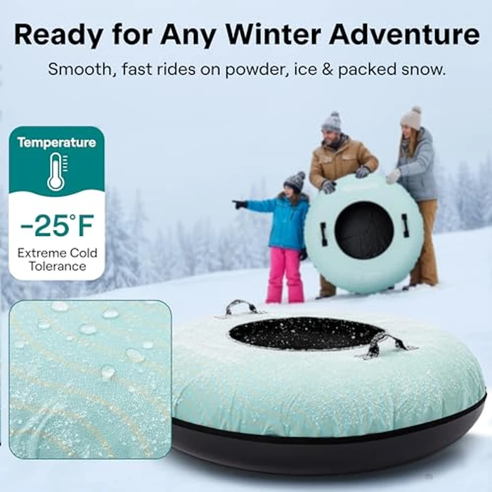 SereneLife Snow Tube for Sledding, 40" Inflatable Snow Tubes Heavy Duty w/Durable Anti Wear Material for Outdoor Fun, Puncture Resistant Hard Bottom, Includes Seat Cover & Tow Strap for Kids & Adults by SereneLife - Image 6