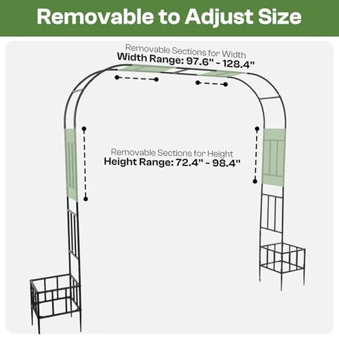 GARDFANCY Garden Arch with Planter Boxes, Metal Arbor Trellis for Climbing Plants Outdoor, Heavy Duty Iron Archway for Wedding Ceremony Party Backyard Lawn Patio Decor, Black by GARDFANCY - Image 3